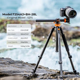 Aluminium Camera Tripod with Transverse Center Column 72"/185cm 10kg/22lbs Load Capacity with 360 Degree Ball Head T254A3+BH-28L (S211)